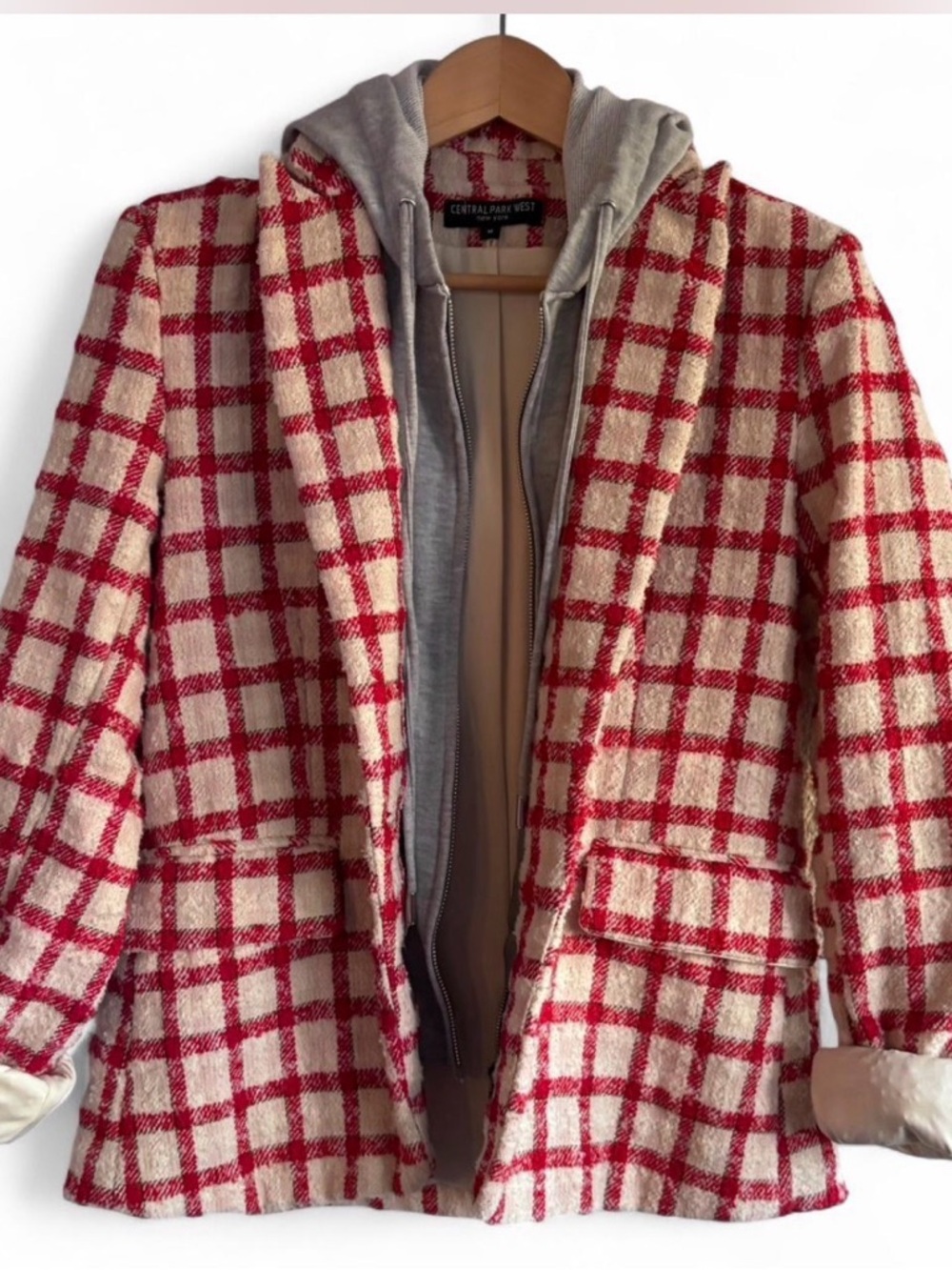 Central Park West Dickey Blazer Red Quiet‎ Luxury Chic Size M